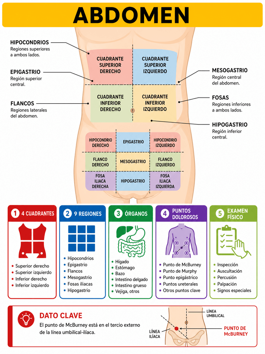 Mapa mental, cuadrantes del abdomen