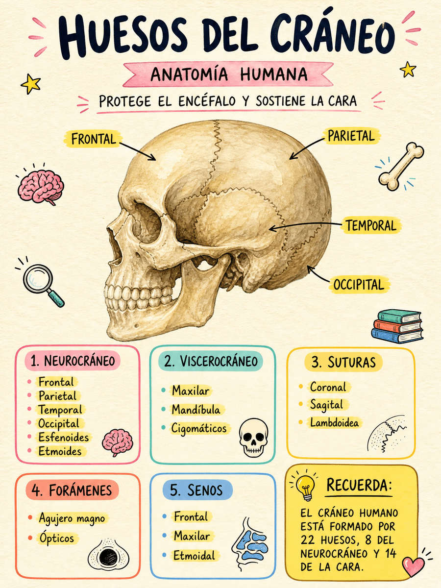 Mapa mental, huesos del cráneo