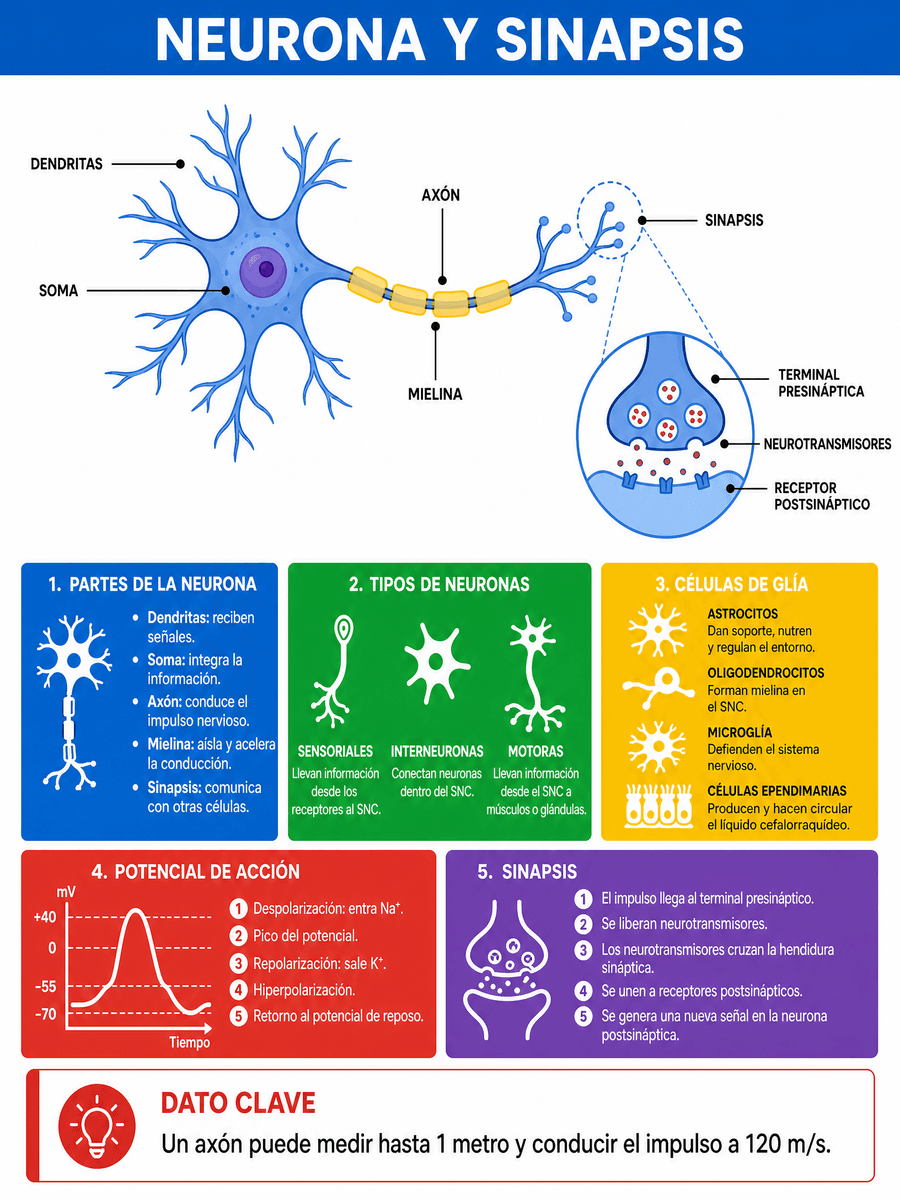 Mapa mental, neurona y sinapsis